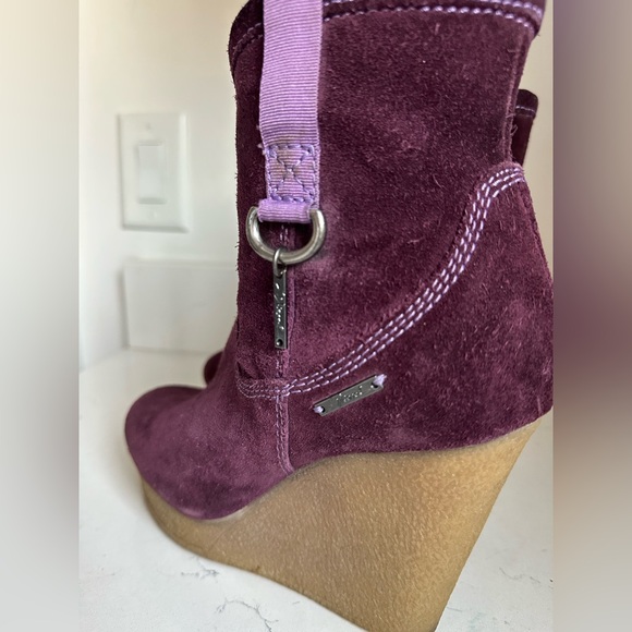 DIESEL Ankle Suede Wedge Booties Size 9 - Picture 3 of 8